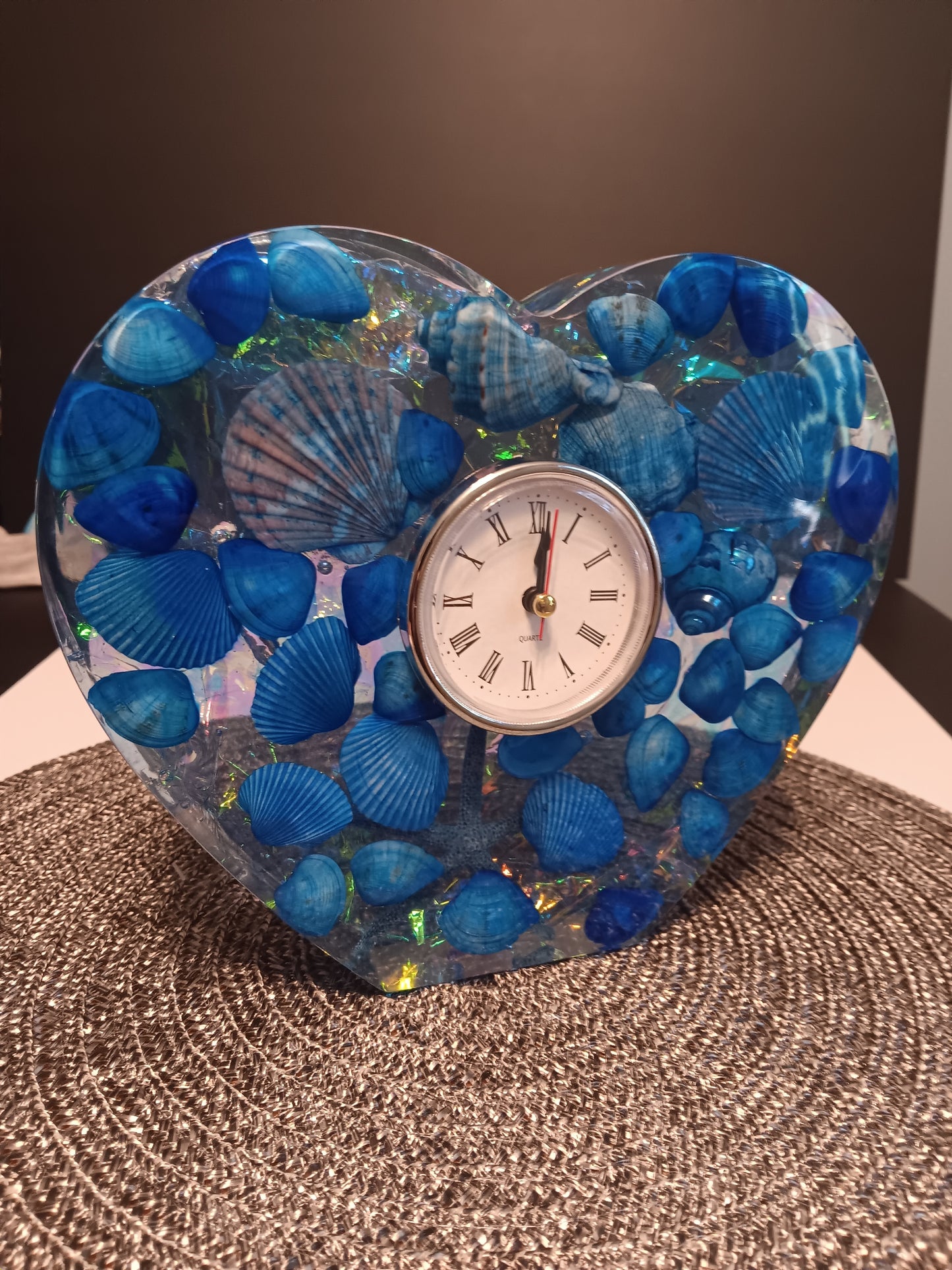 Blue Seashell Mantel clock